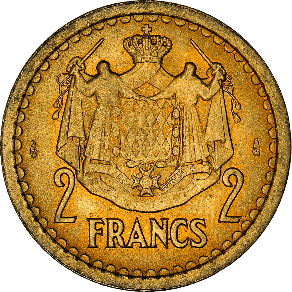 Coin, Monaco, 2 Francs, 1943, Paris, MS(63), Cupro-Aluminium, Gadoury:134