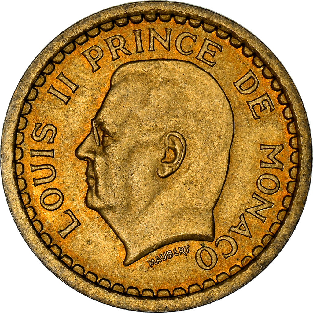 Coin, Monaco, Franc, 1943, Poissy, MS(60-62), Cupro-Aluminium, Gadoury:MC 132