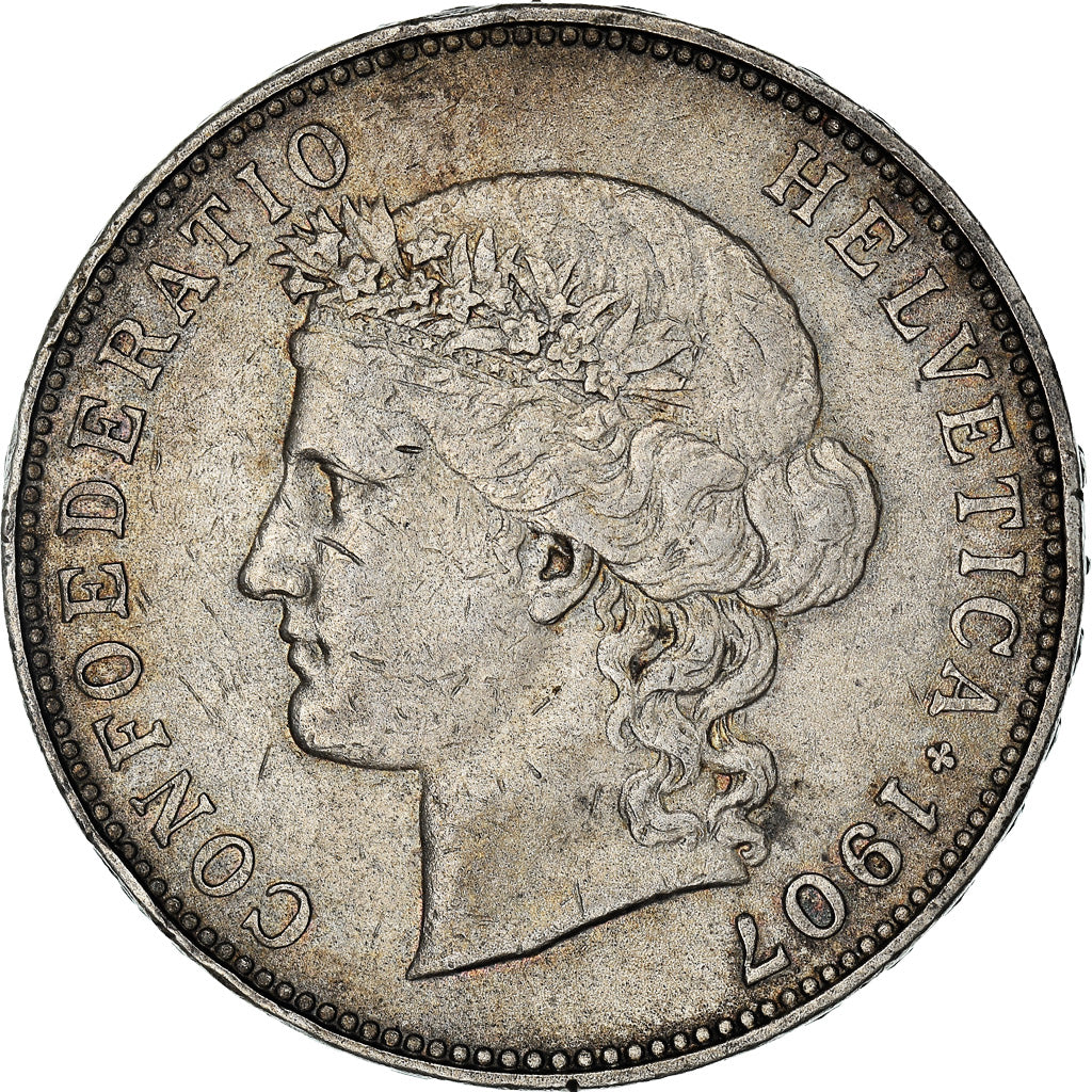 Moneta, Svizzera, 5 Francs, 1907, Bern, BB, Argento, KM:34