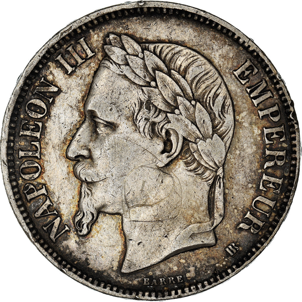 Münze, Frankreich, Napoléon III, 5 Francs, 1868, Strasbourg, SS+, Silber
