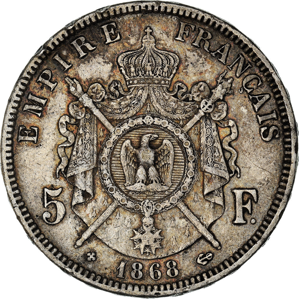 Münze, Frankreich, Napoléon III, 5 Francs, 1868, Strasbourg, SS+, Silber