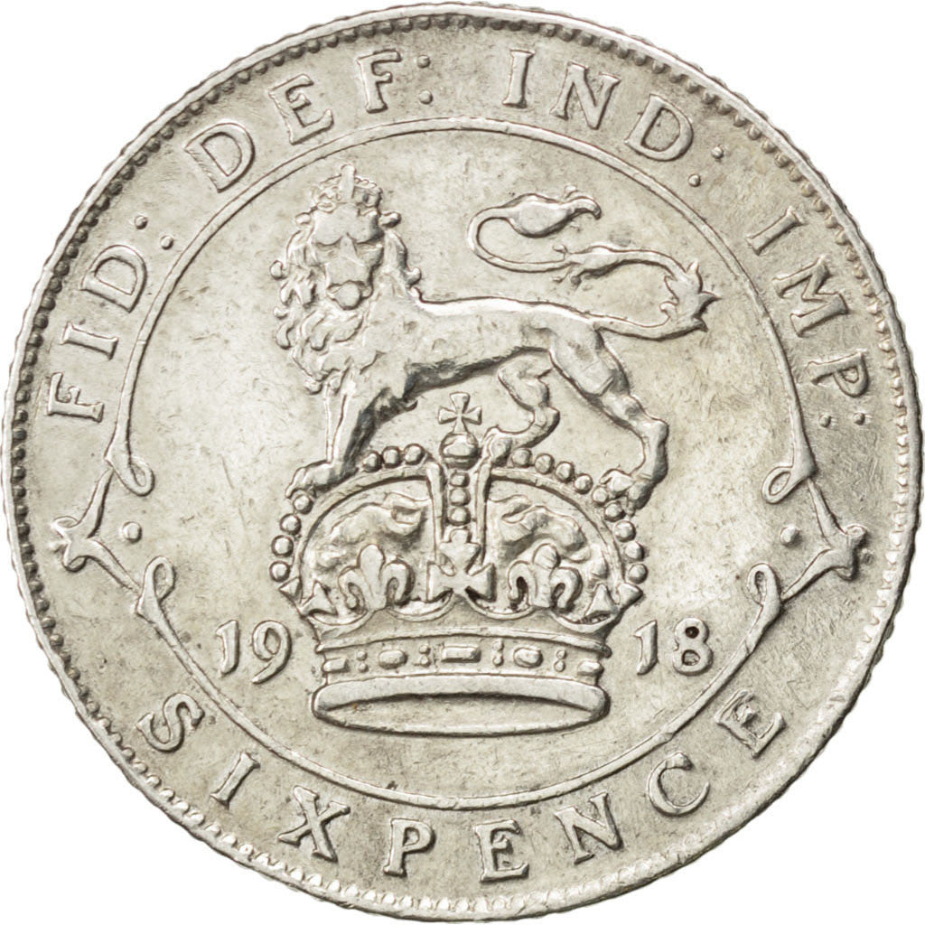 Gran Bretagna, George V, 6 Pence, 1918, BB, Argento, KM:815