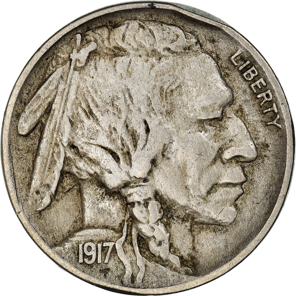 Monnaie, États-Unis, Buffalo Nickel, 5 Cents, 1917, U.S. Mint, Philadelphie