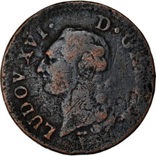 Moneda, Francia, Louis XVI, Sol ou sou, Sol, 1790, Bordeaux, BC, Cobre