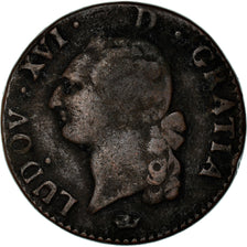 Münze, Frankreich, Louis XVI, Sol ou sou, Sol, 1791, Toulouse, SGE+, Kupfer