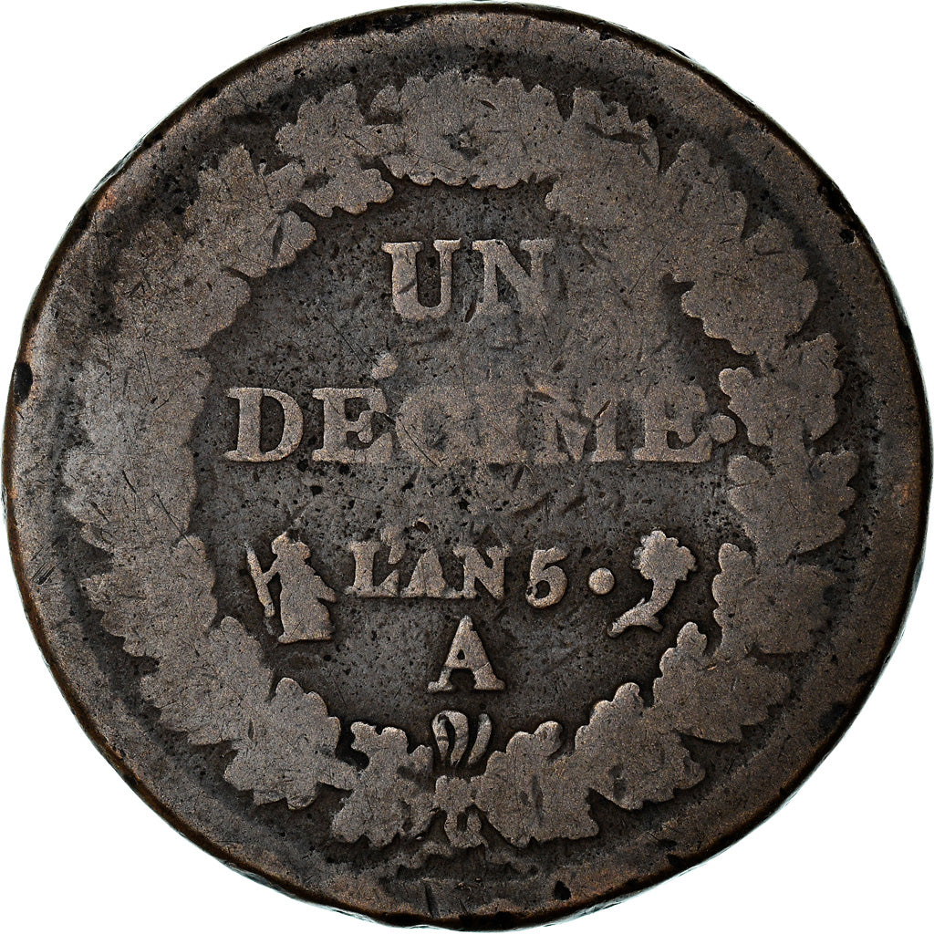Coin, France, Dupré, Decime, AN 5, Paris, VF(20-25), Bronze, KM:644.1
