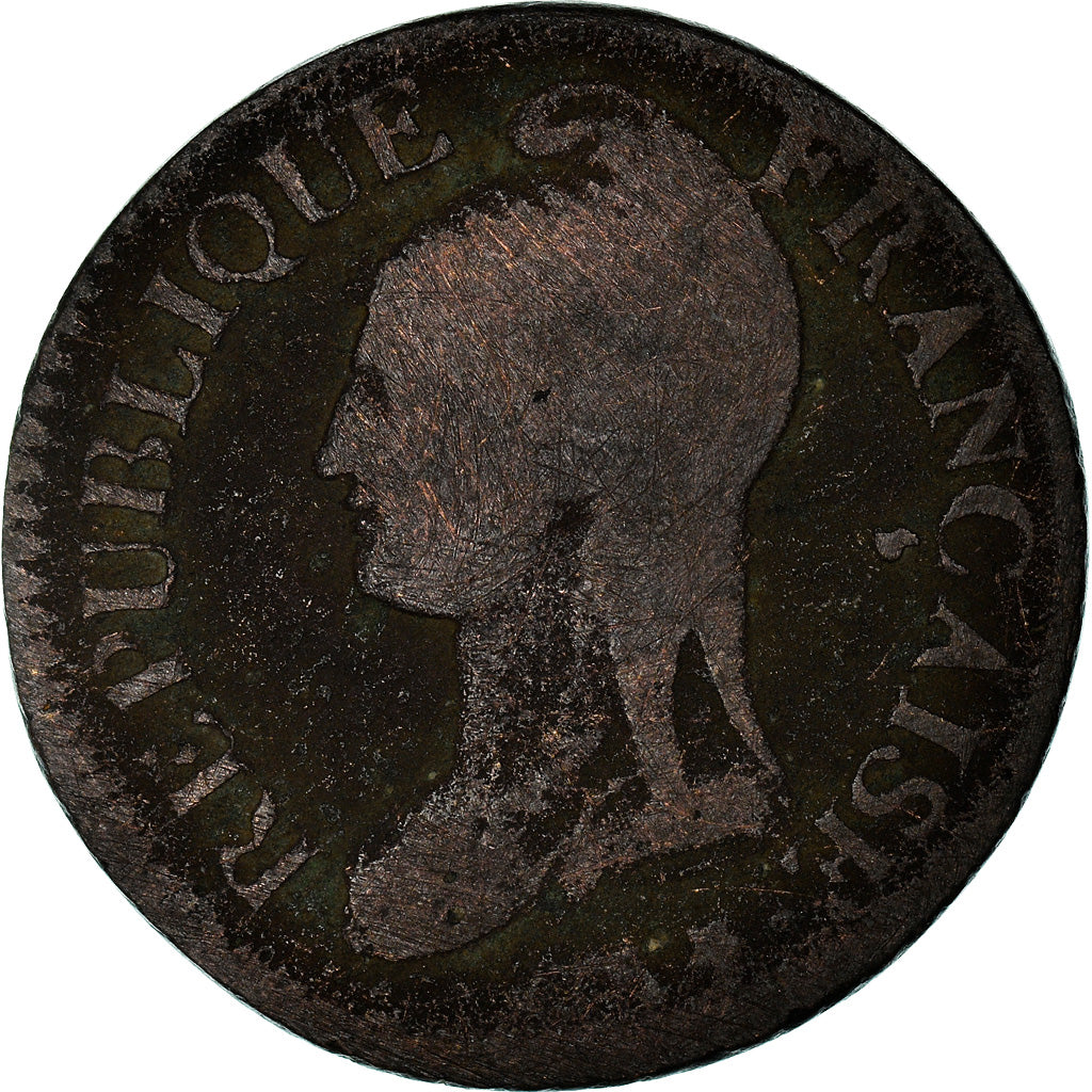 Münze, Frankreich, Dupré, 5 Centimes, An 6/5, Strasbourg, S, Bronze, KM:640.4