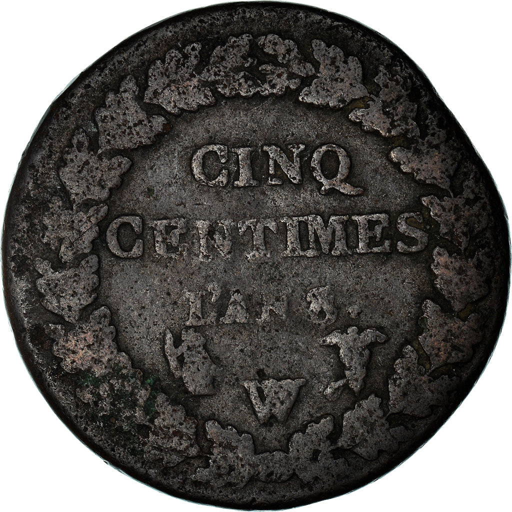 Coin, France, Dupré, 5 Centimes, AN 8/5, Lille, caduceus / cornucopia