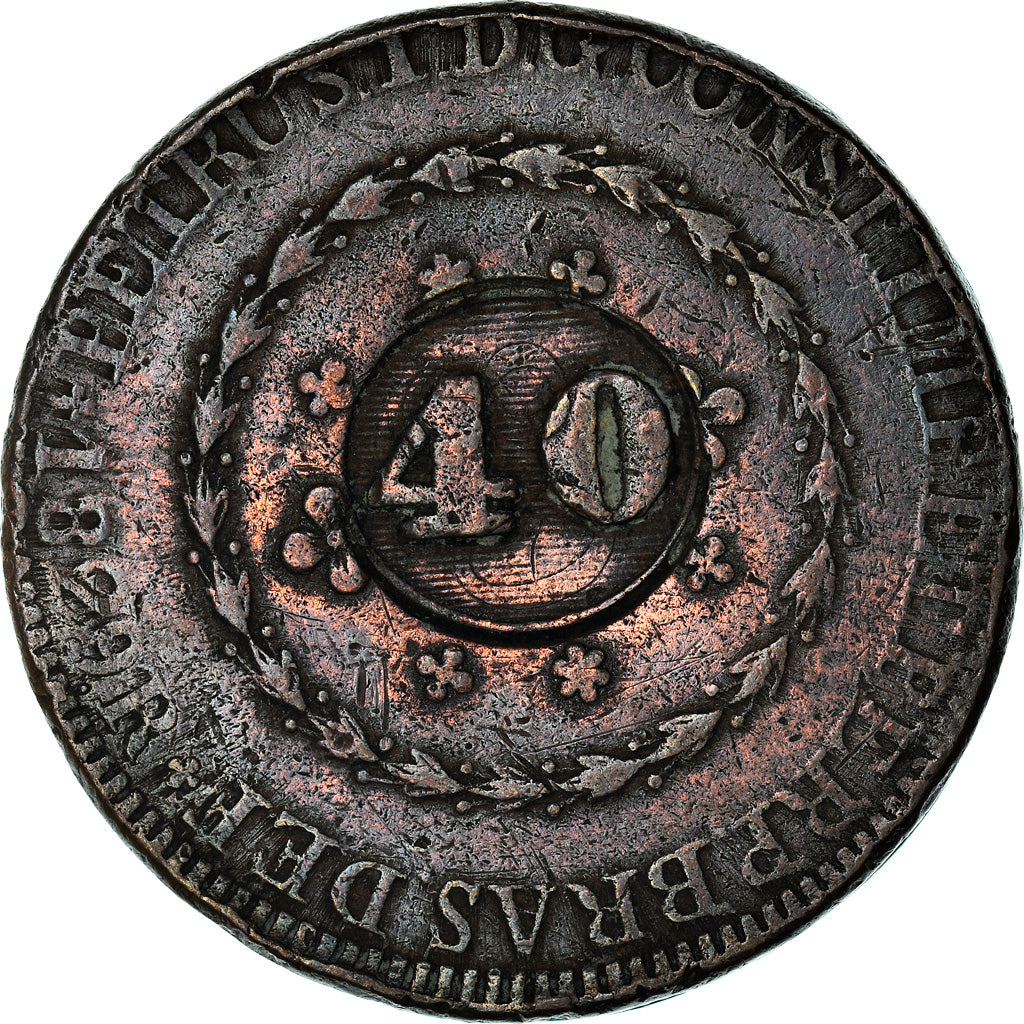 Monnaie, Brésil, 40 Reis, 1829, Bahia, TB, Cuivre, KM:444.2