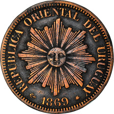 Moneta, Uruguay, 4 Centesimos, 1869, Uruguay Mint, Paris, Berlin, Vienna, BB