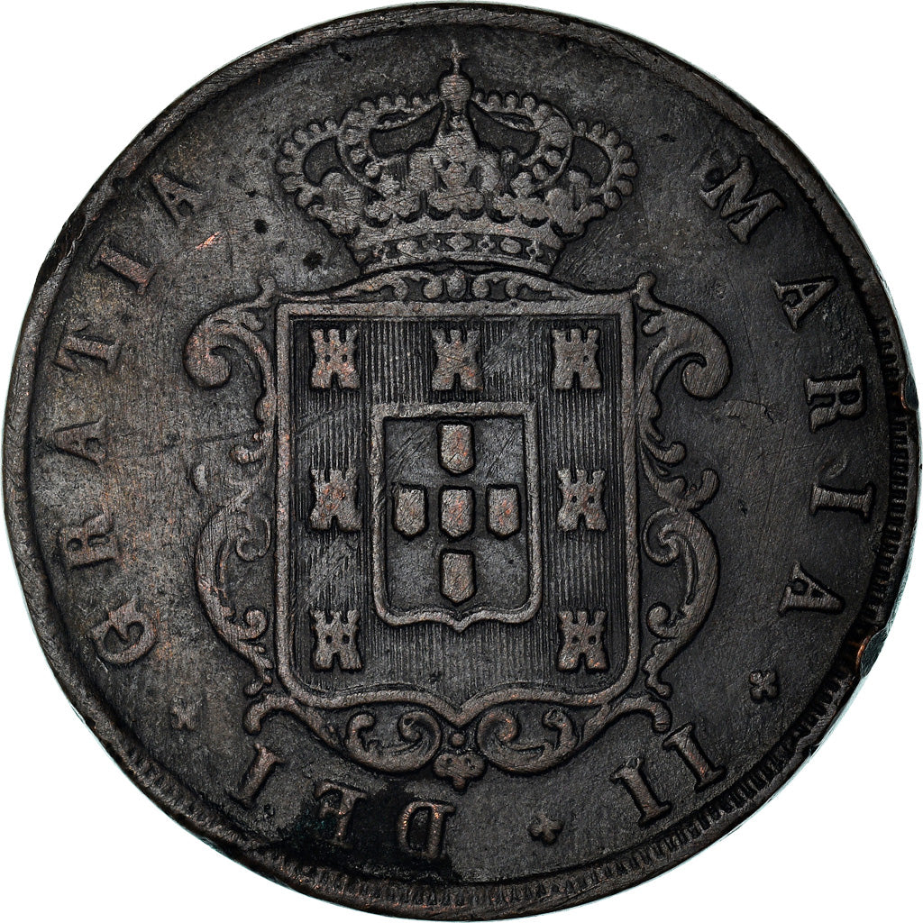 Moneta, Portogallo, Maria II, 20 Reis, 1850, MB+, Rame, KM:482