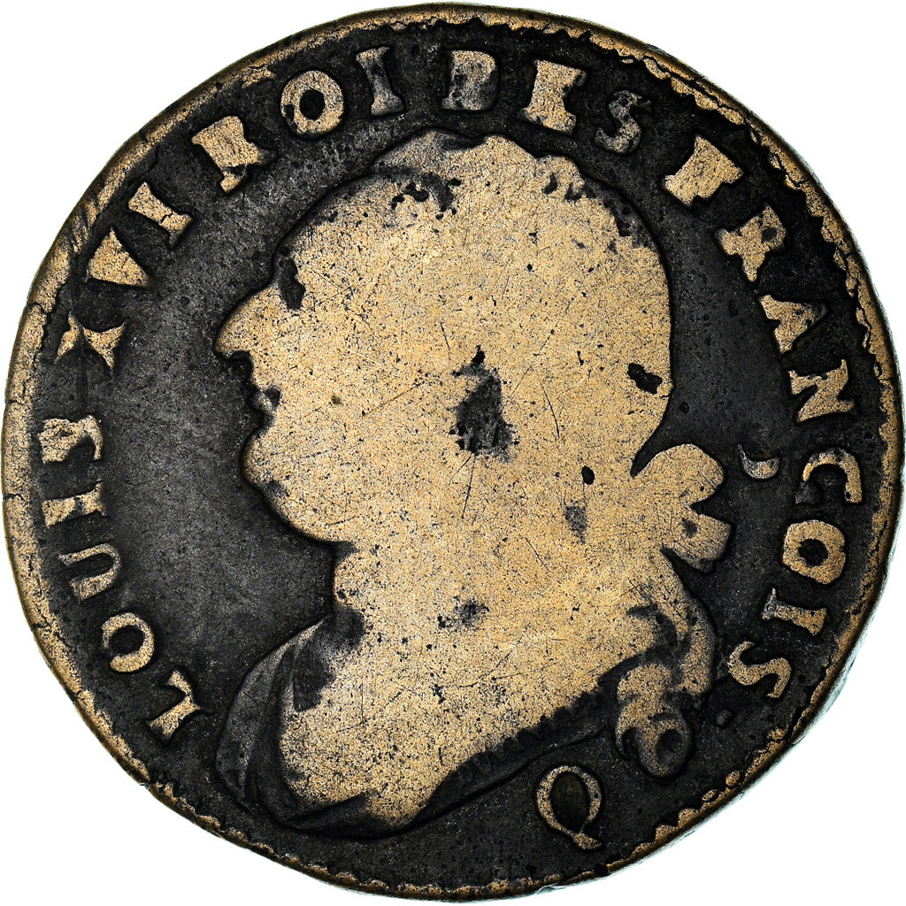 Monnaie, France, 12 deniers françois, 12 Deniers, 1792, Perpignan, B+, Bronze