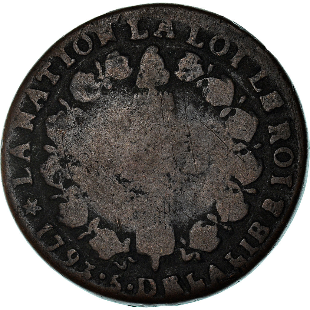 Moneta, Francia, 12 deniers françois, 12 Deniers, 1793, Pau, MB, Bronzo
