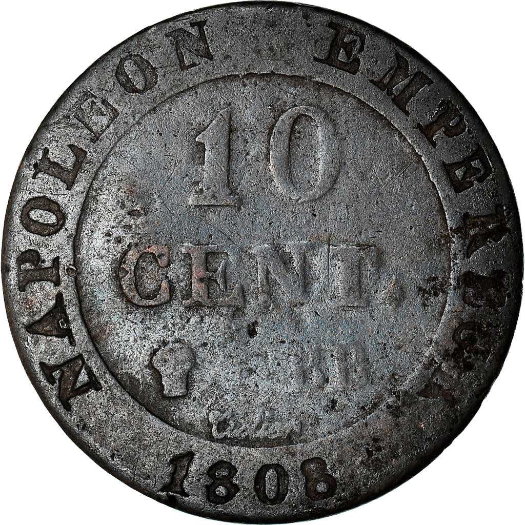 Coin, France, Napoléon I, 10 Centimes, 1808, Strasbourg, VF(20-25), Billon