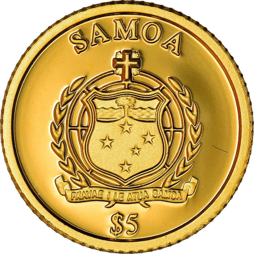 Coin, Samoa, 25 years reunification of Germany, 5 Dollars, 2015, MS(65-70), Gold