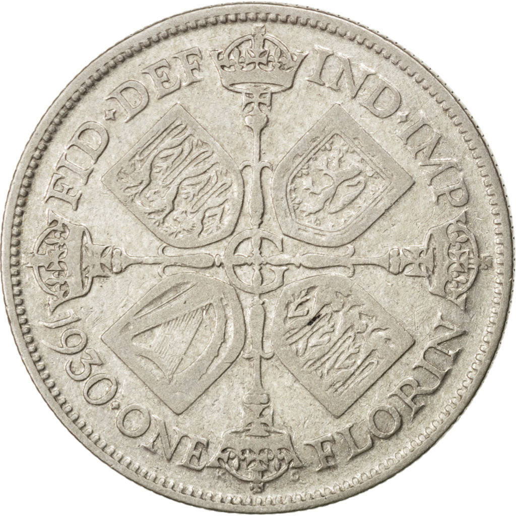 Moneta, Gran Bretagna, George V, Florin, Two Shillings, 1930, BB, Argento
