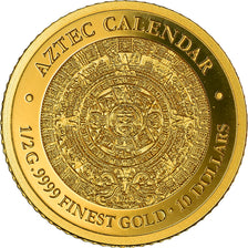 Münze, Salomonen, Elizabeth II, Aztec calendar, 10 Dollars, 2015, STGL, Gold