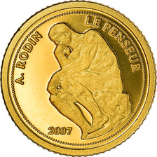 Moneta, Benin, Le Penseur de Rodin, 1500 Francs CFA, 2007, FDC, Oro