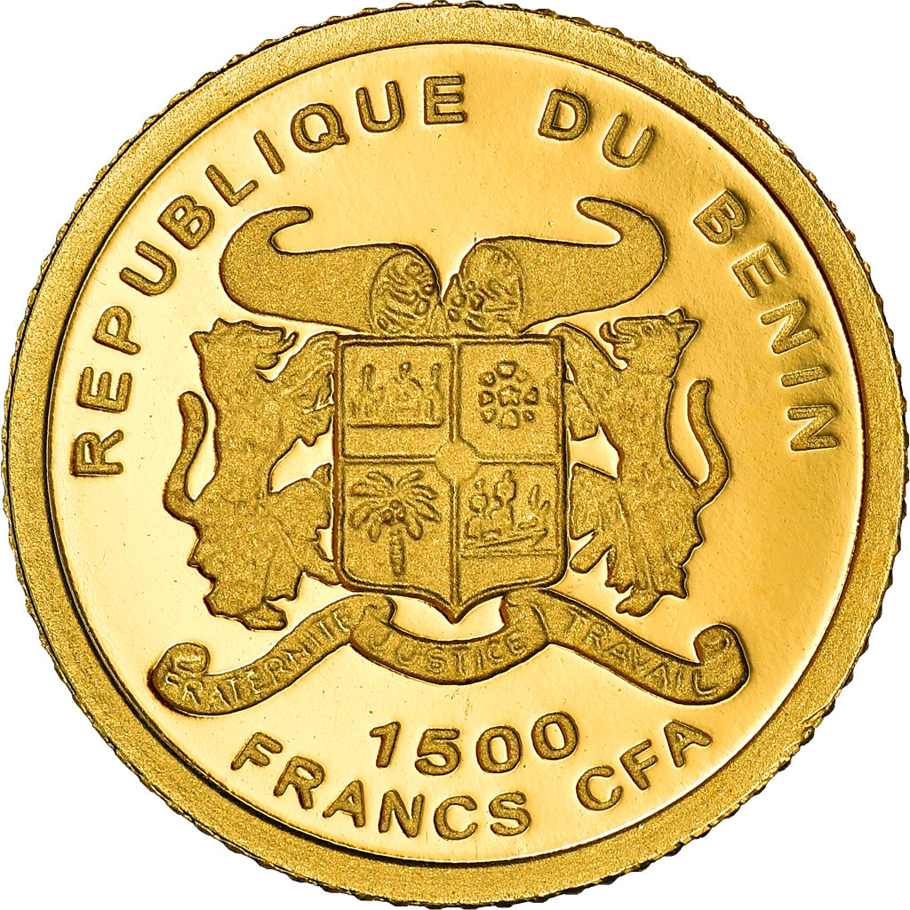 Moneta, Benin, Le Penseur de Rodin, 1500 Francs CFA, 2007, FDC, Oro