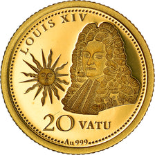 Moeda, Vanuatu, Louis XIV, 20 Vatu, 2015, British Royal Mint, MS(65-70), Dourado