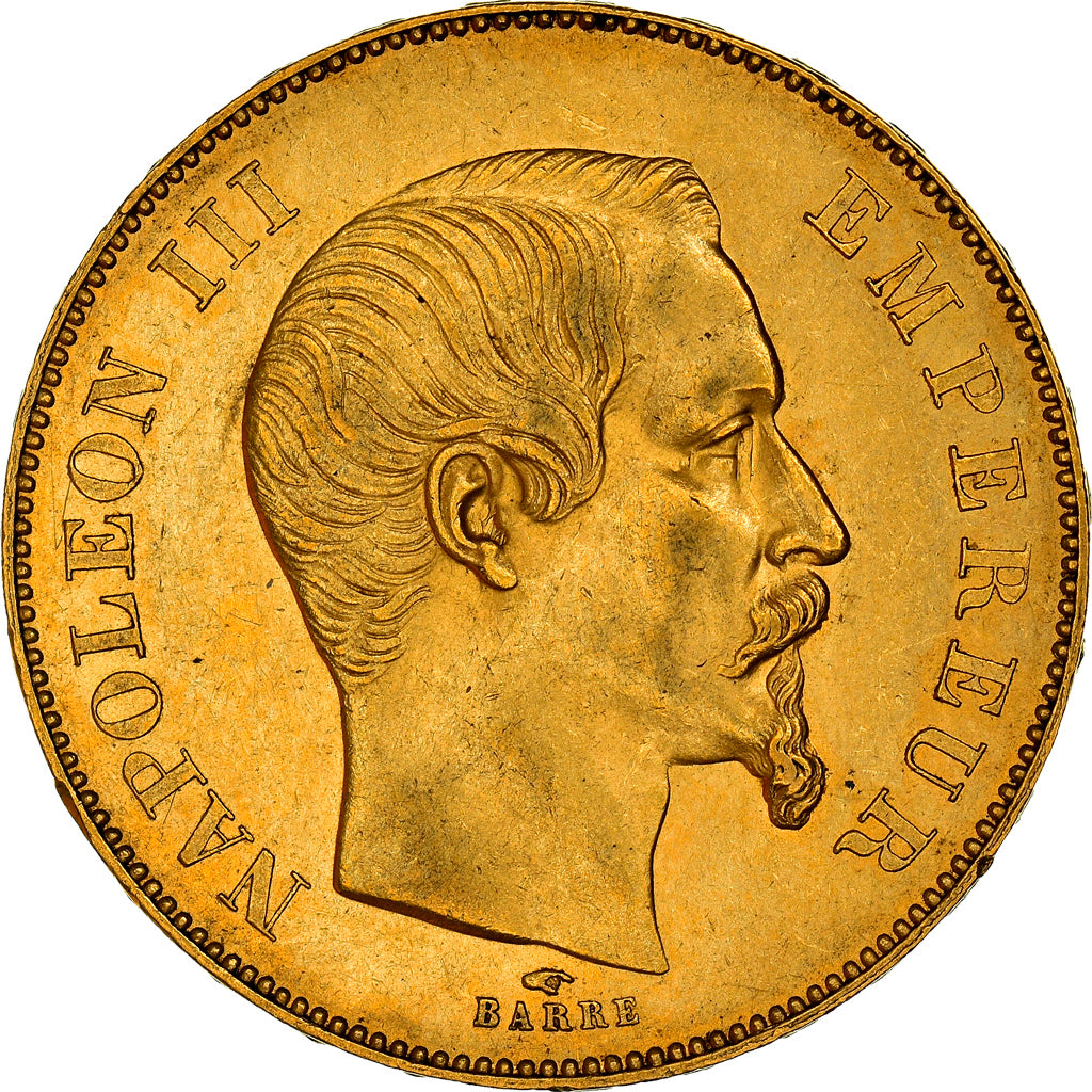 Moeda, França, Napoleon III, 50 Francs, 1856, Paris, AU(55-58), Dourado