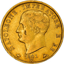 Monnaie, États italiens, KINGDOM OF NAPOLEON, Napoleon I, 40 Lire, 1811, Milan