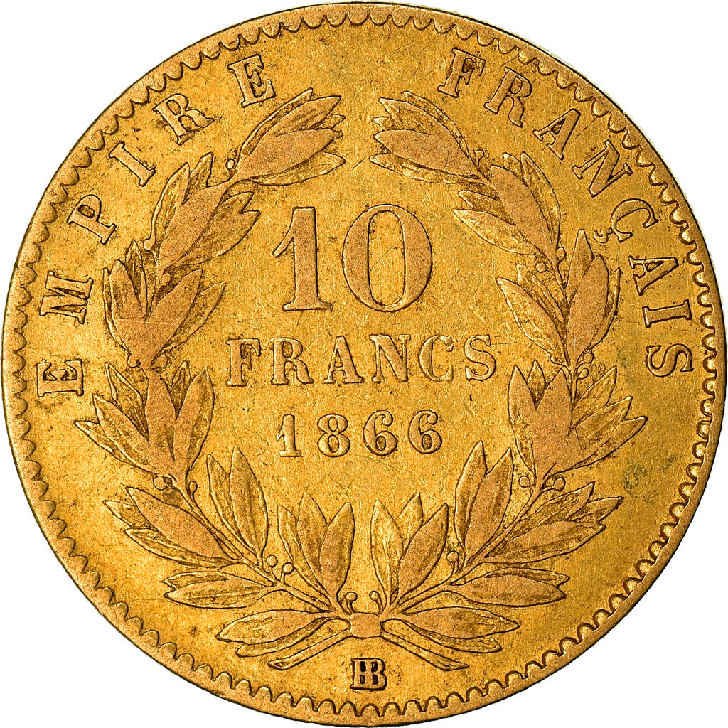 Monnaie, France, Napoleon III, Napoléon III, 10 Francs, 1866, Strasbourg, TB+