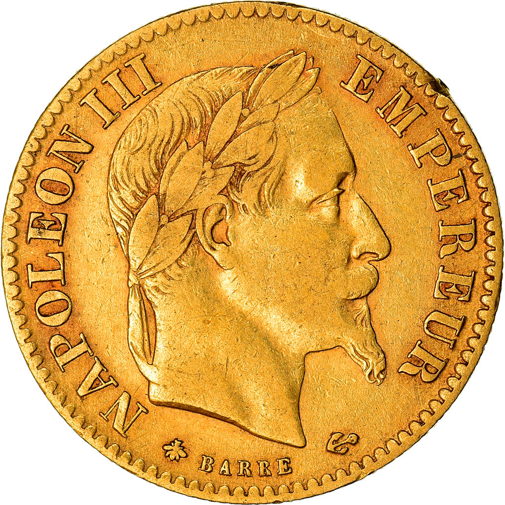Moneda, Francia, Napoleon III, 10 Francs, 1866, Paris, MBC, Oro, KM:800.1