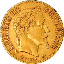 Moneda, Francia, Napoleon III, 10 Francs, 1866, Paris, MBC, Oro, KM:800.1