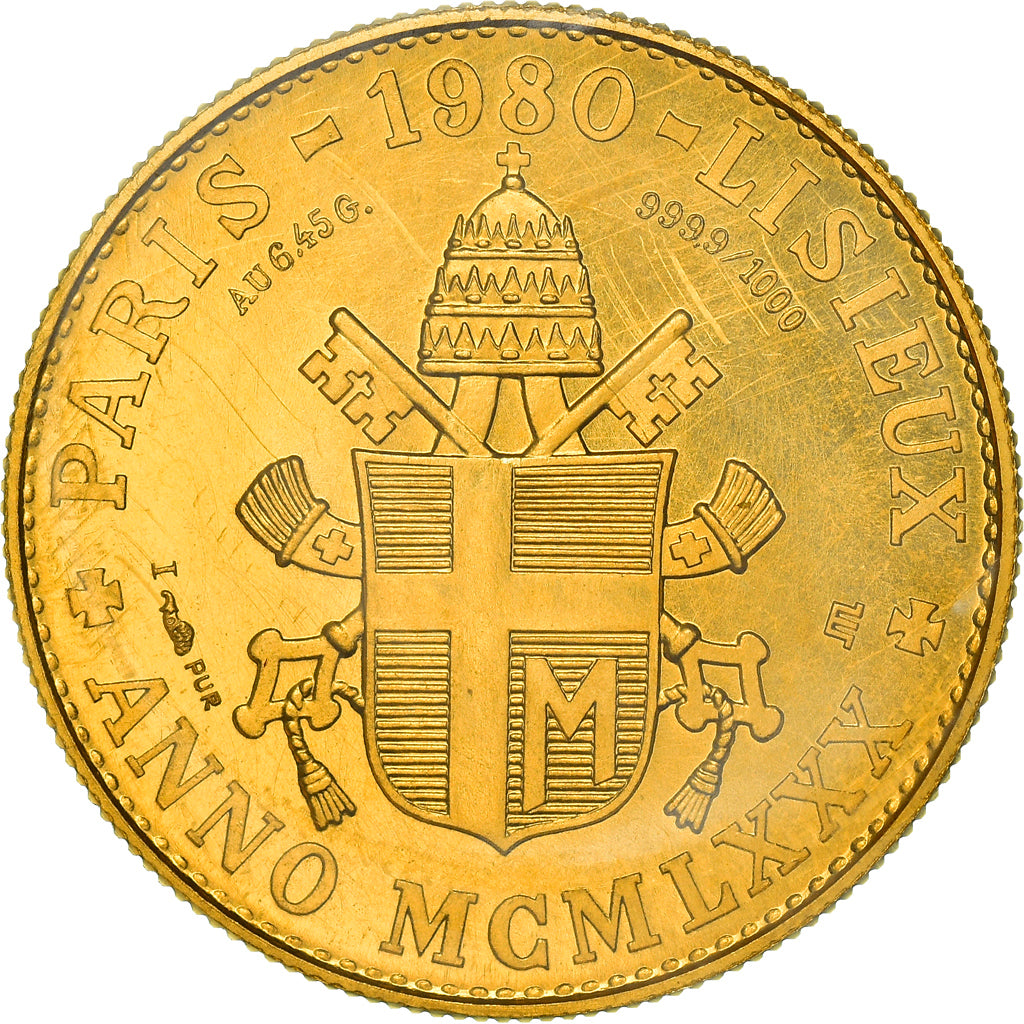 France, Médaille, Jean-Paul II, 1980, FDC, Or