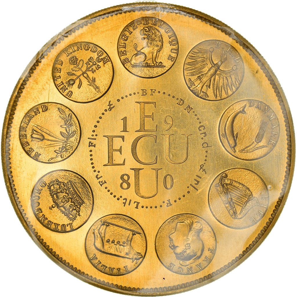 Francja, Medal, Ecu Europa, Europe Assise, 1980, Rodier, MS(65-70), Złoto