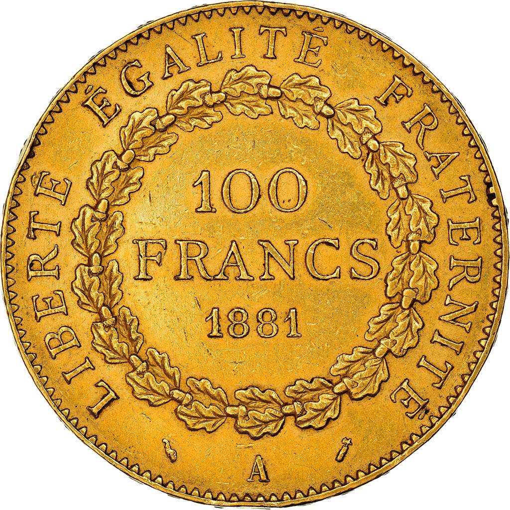 Munten, Frankrijk, Génie, 100 Francs, 1881, Paris, ZF, Goud, KM:832