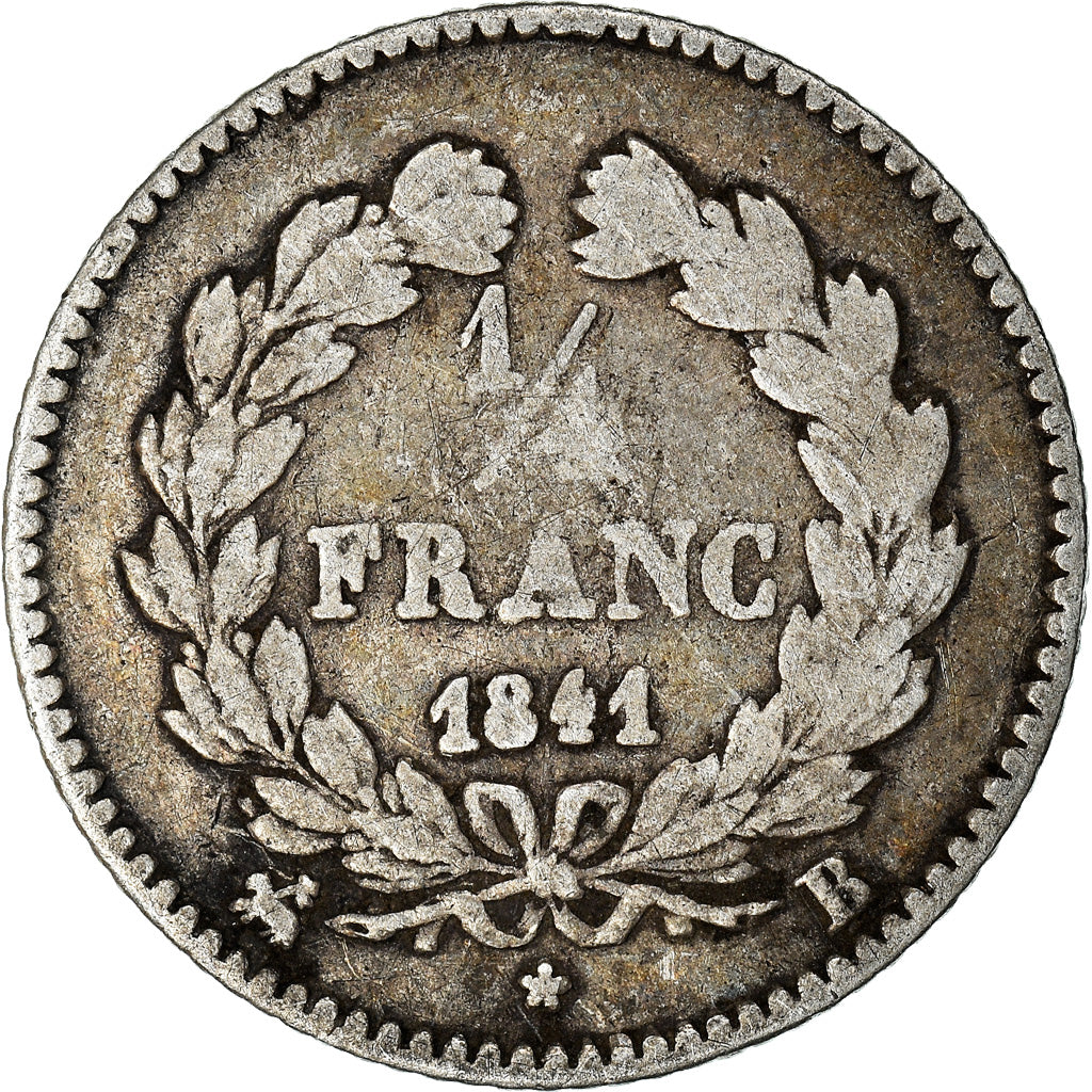 Moneta, Francia, Louis-Philippe, 1/4 Franc, 1841, Rouen, MB, Argento, KM:740.2