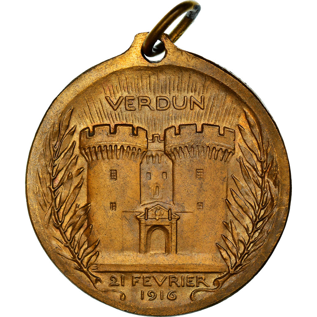 França, Medal, Verdun , On ne passe pas, 1916, Vernier, AU(55-58), Bronze