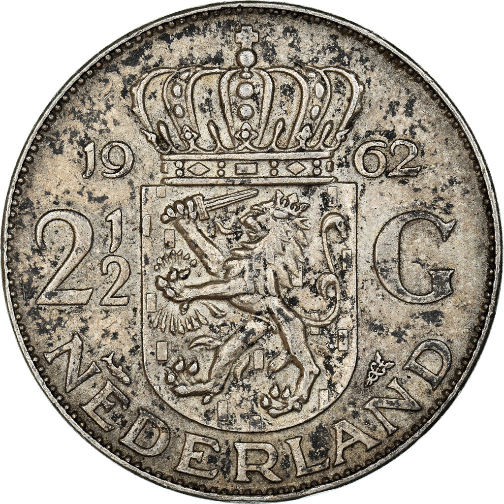 Moneta, Paesi Bassi, Juliana, 2-1/2 Gulden, 1962, BB, Argento, KM:185