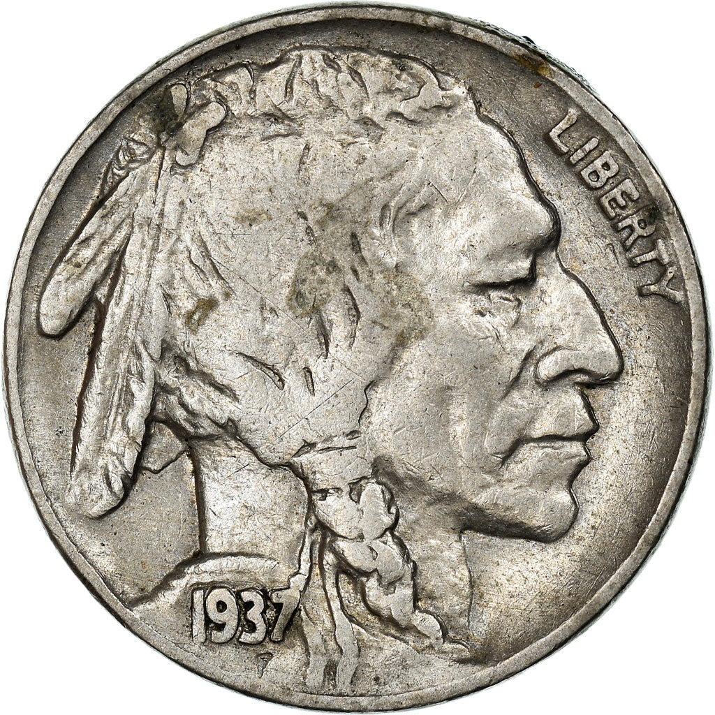 Moneta, Stati Uniti, Buffalo Nickel, 5 Cents, 1937, U.S. Mint, Denver, MB+
