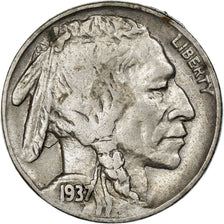 Moneta, Stati Uniti, Buffalo Nickel, 5 Cents, 1937, U.S. Mint, Denver, MB+