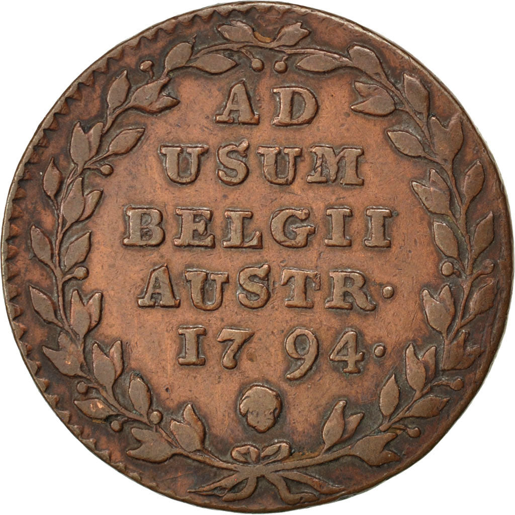 Paesi Bassi austriaci, Franz II, 2 Liards, 2 Oorden, 1794, Brussels, MB, Rame...