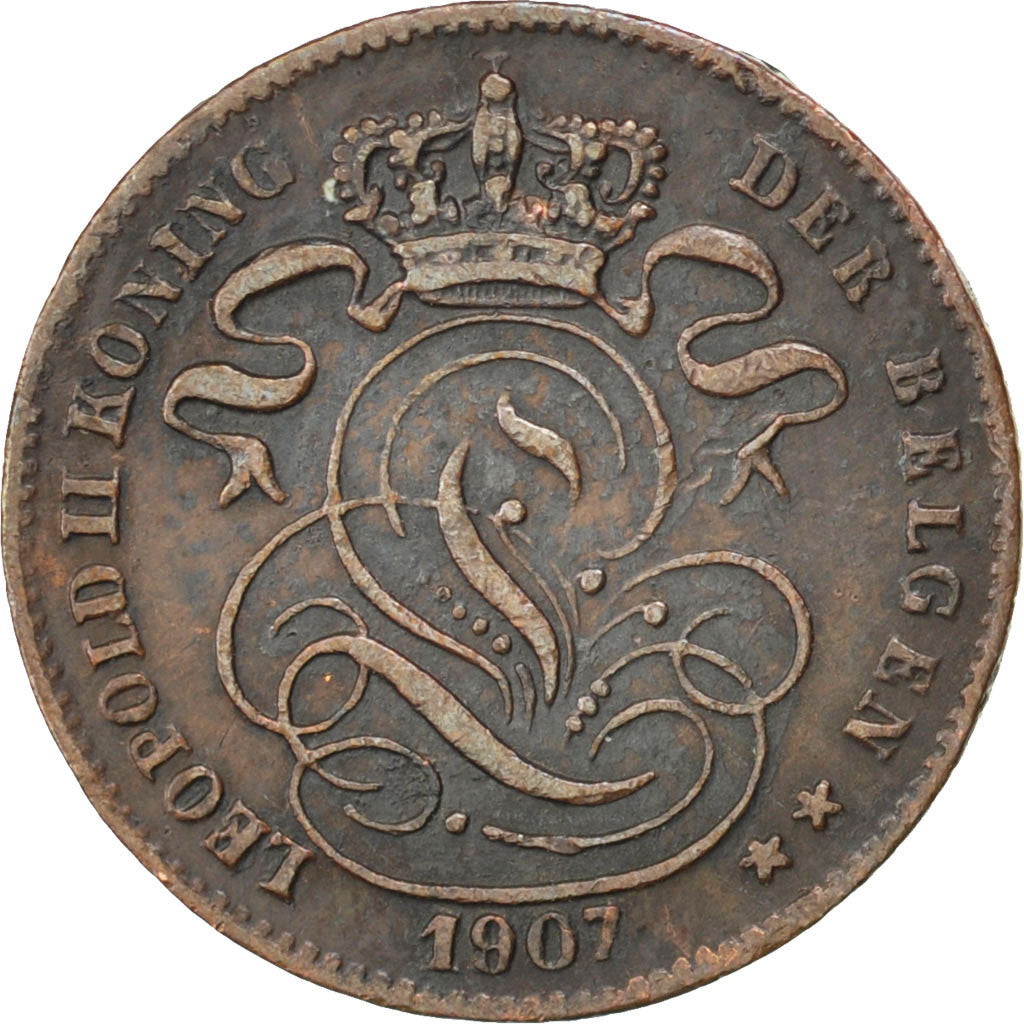 Coin, Belgium, Leopold II, Centime, 1907, EF(40-45), Copper, KM:34.1