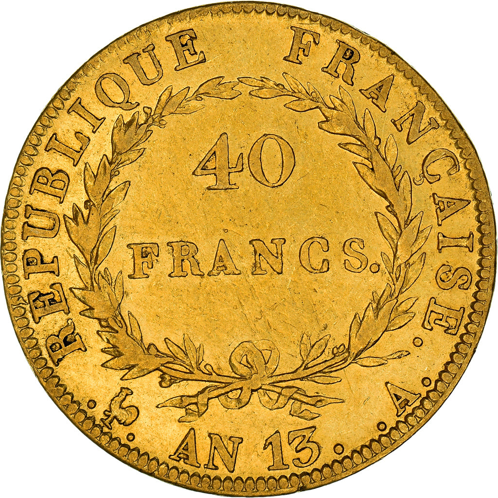Moeda, França, Napoleon I, Napoléon I, 40 Francs, AN 13, Paris, EF(40-45)