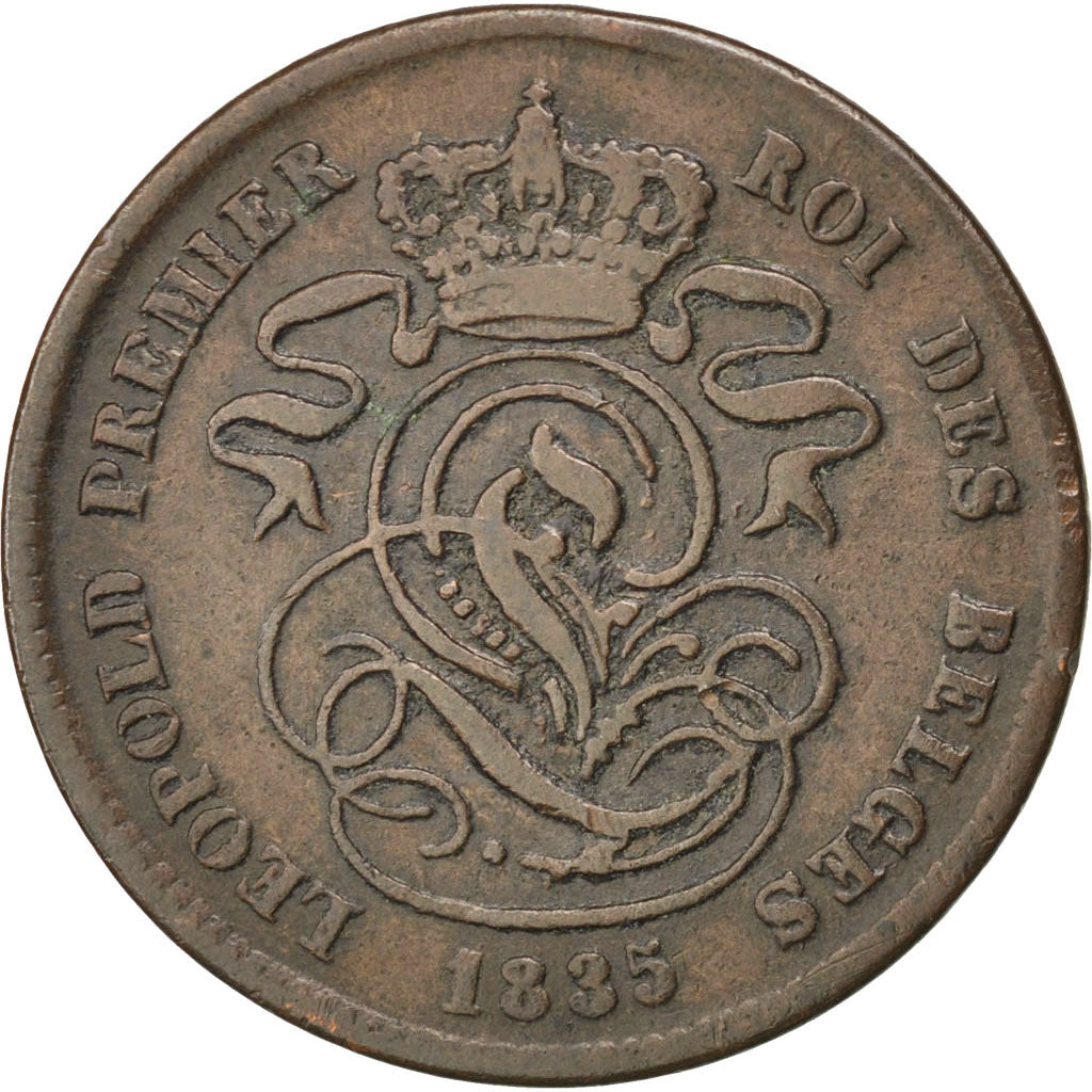 BELGIUM, 2 Centimes, 1835, KM #4.2, VF(30-35), Copper, 3.92