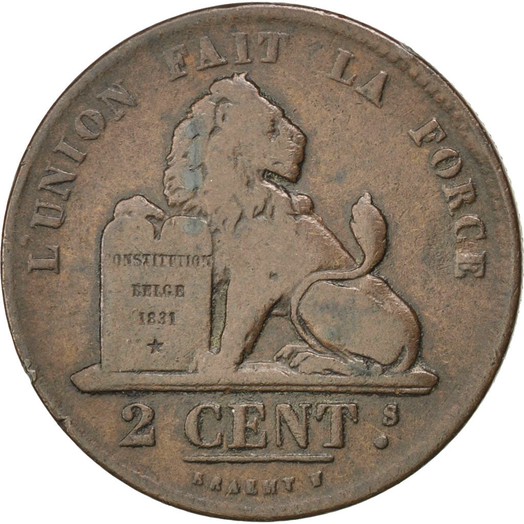 BELGIUM, 2 Centimes, 1835, KM #4.2, VF(30-35), Copper, 3.92