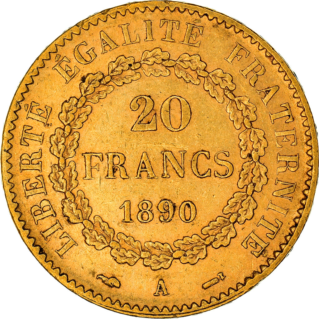Munten, Frankrijk, Génie, 20 Francs, 1890, Paris, ZF+, Goud, KM:825