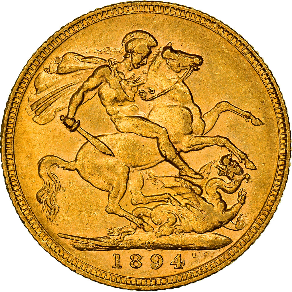 Moneda, Australia, Victoria, Sovereign, 1894, Melbourne, MBC+, Oro, KM:13