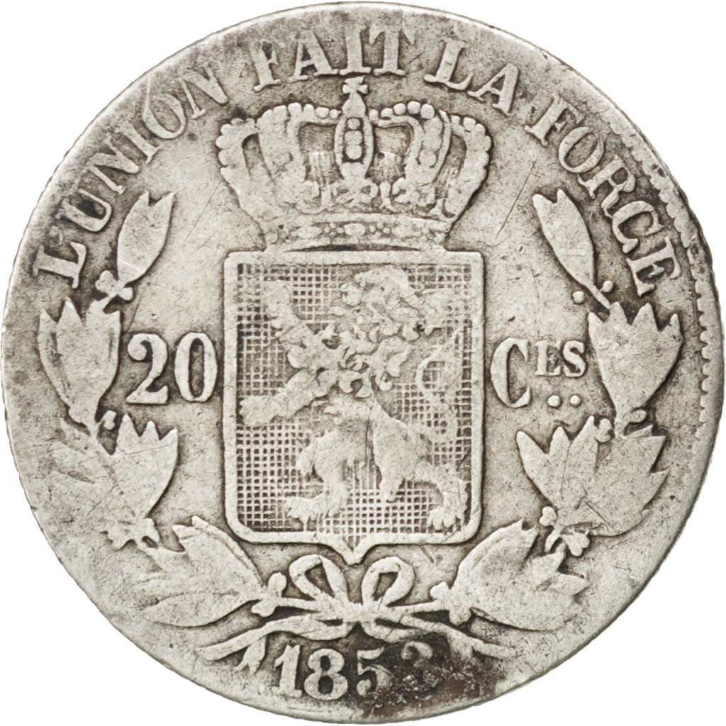 Coin, Belgium, Leopold I, 20 Centimes, 1853, VF(20-25), Silver, KM:19