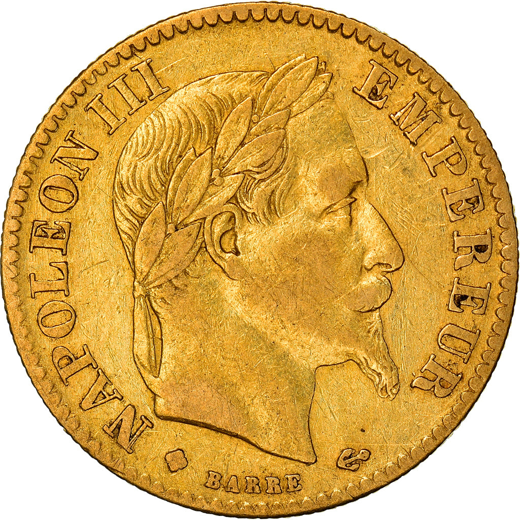 Moneta, Francia, Napoleon III, Napoléon III, 10 Francs, 1865, Strasbourg, MB+