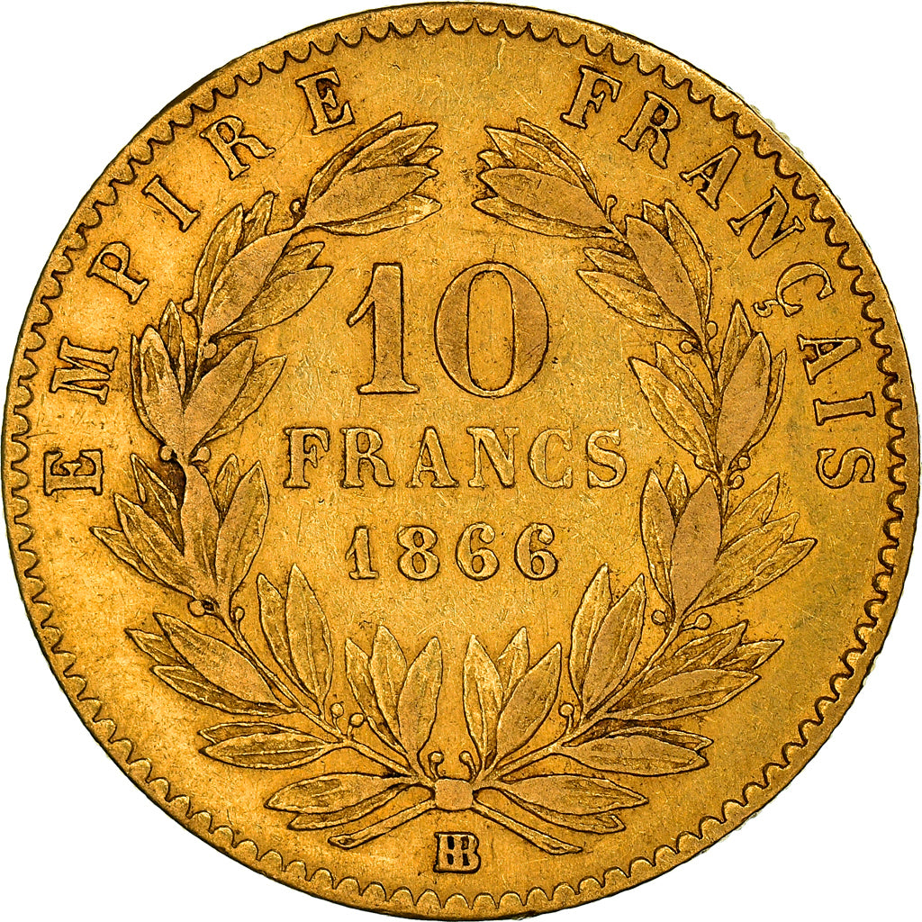 Monnaie, France, Napoleon III, Napoléon III, 10 Francs, 1866, Strasbourg, TTB