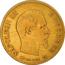 Moeda, França, Napoleon III, 10 Francs, 1856, Paris, VF(20-25), Dourado