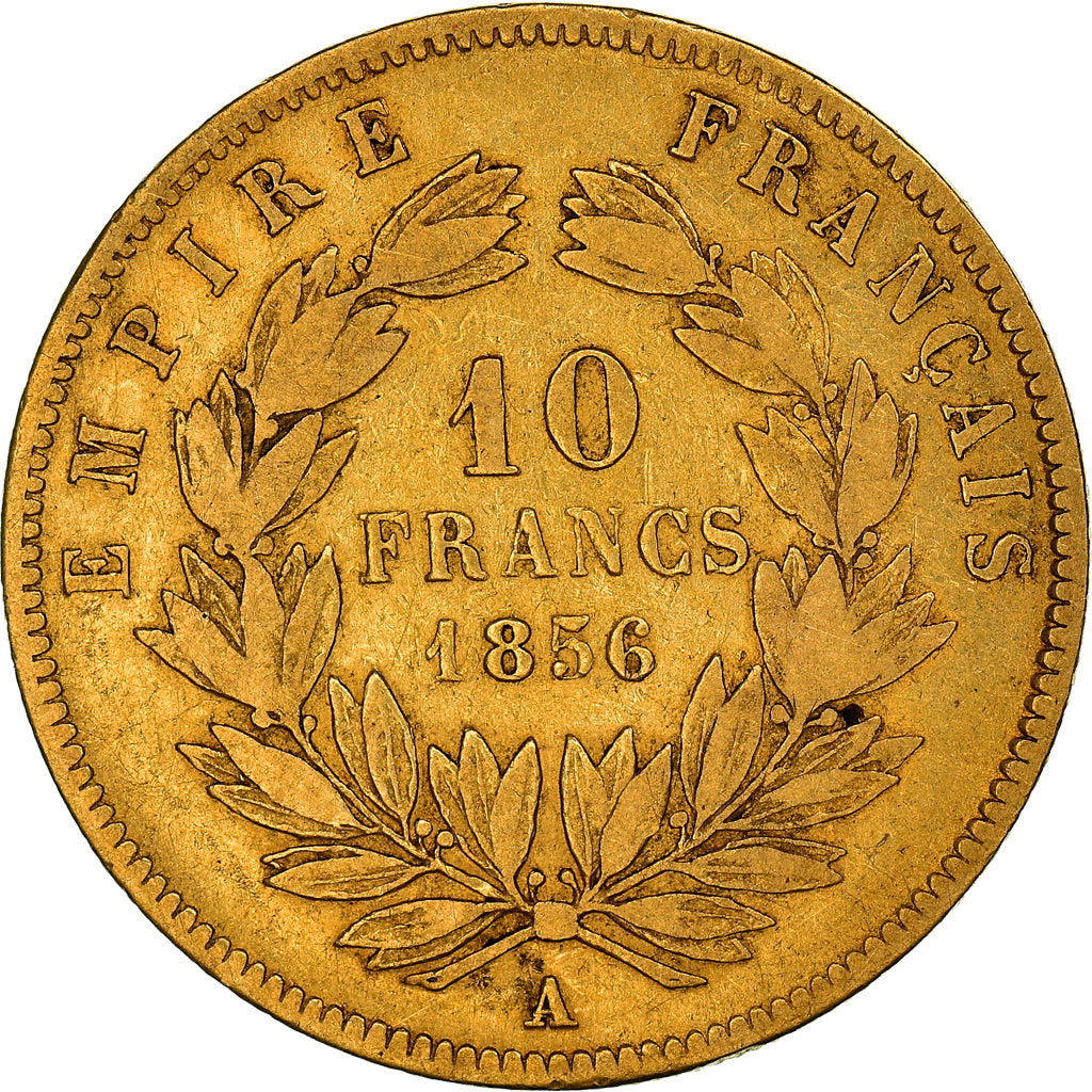 Moneta, Francja, Napoleon III, 10 Francs, 1856, Paris, VF(20-25), Złoto