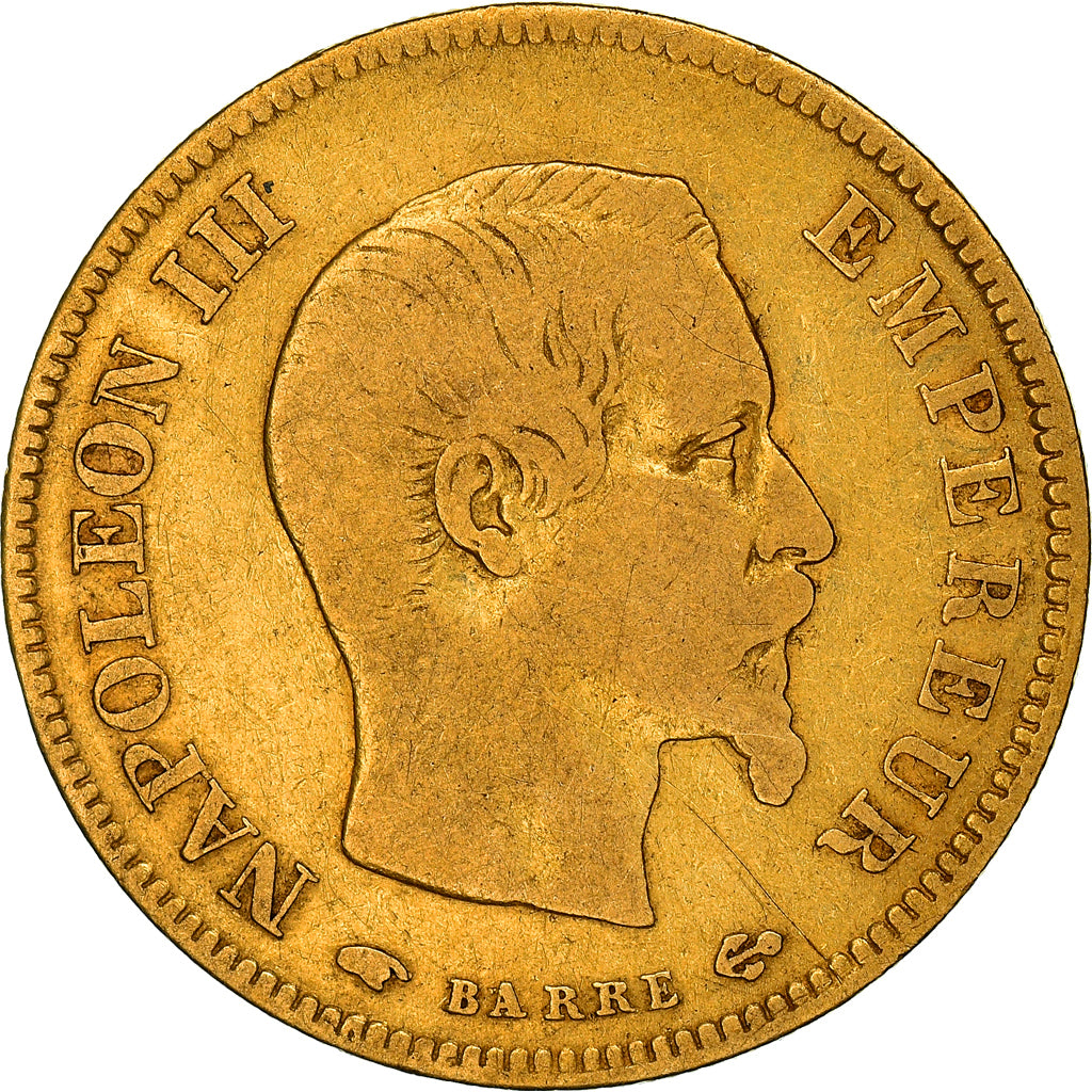 Moneta, Francia, Napoleon III, 10 Francs, 1856, Paris, MB, Oro, KM:784.3